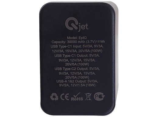 Внешний аккумулятор для ноутбуков «EpIQ», 100 Вт, 30000 mAh