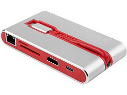 Хаб 8-в-1 Type-C «Hermes», USB 3.0 x 3, Type-C PD, HDMI, LAN, картридер